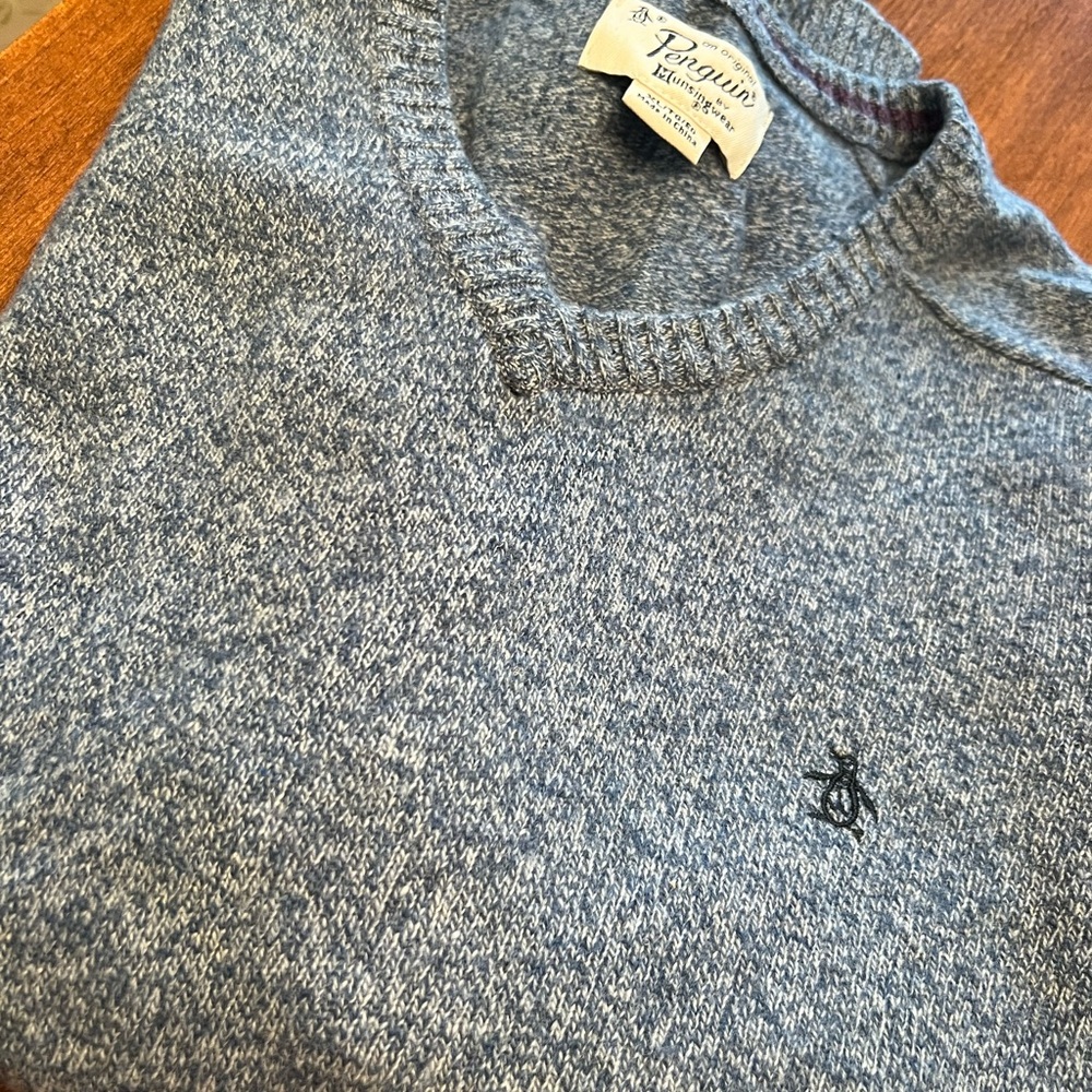 Original Penguin Men's Heathered blue grey Munsingwear sweater xl